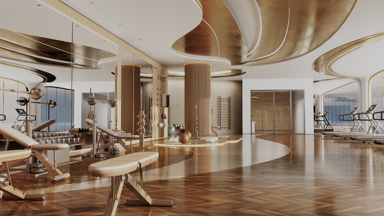 Danube Shahrukhz gym with warm timber flooring