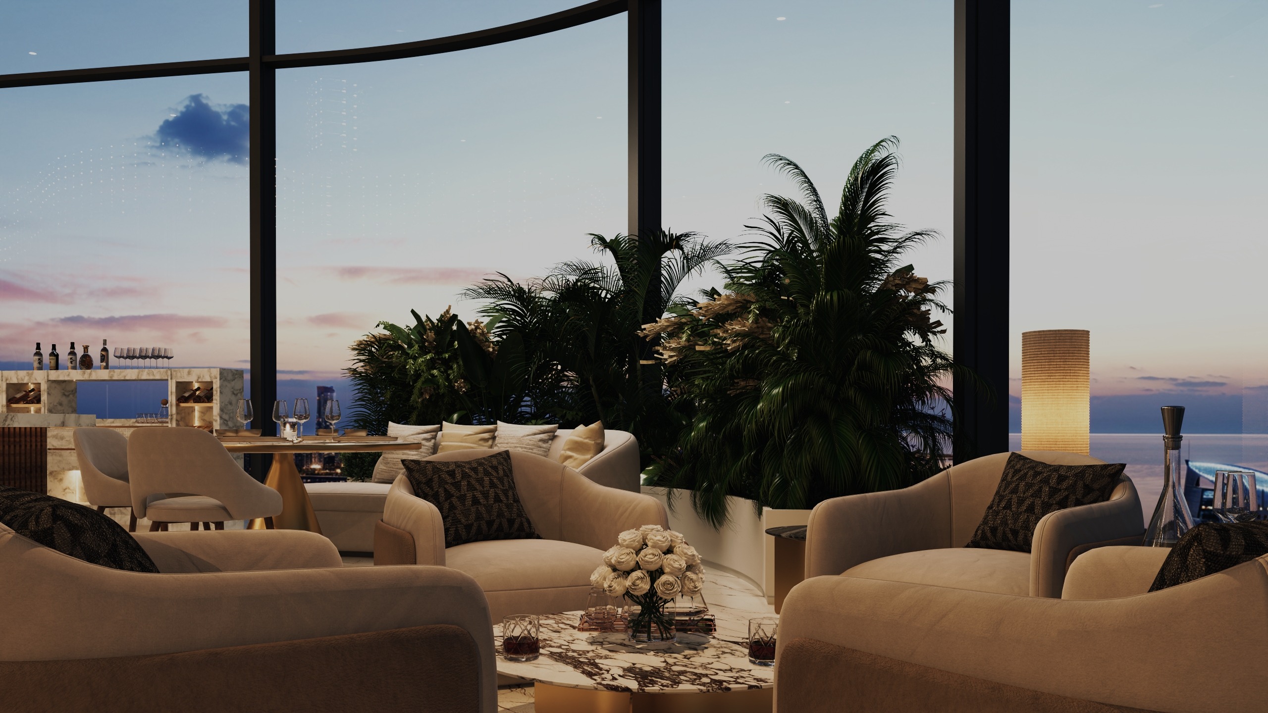 Danube Shahrukhz restaurant lounge at dusk