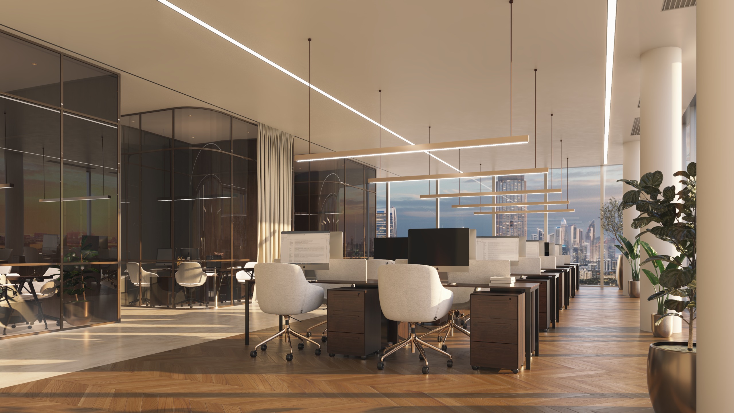 Danube Shahrukhz open-plan office and glass meeting room